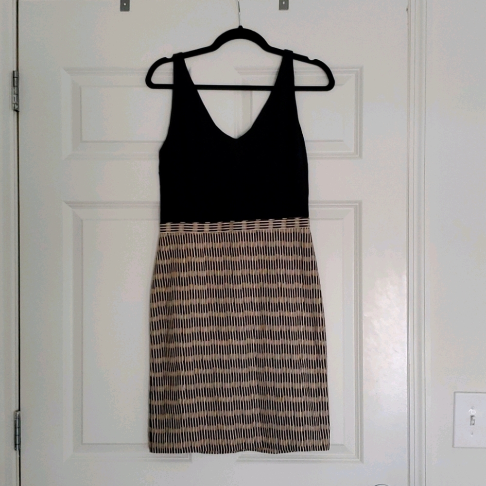 LOFT flattering summer silk & rattan dress